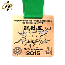 Supply normal bronze custom taekwondo federation fiesta metal medal with lanyard
